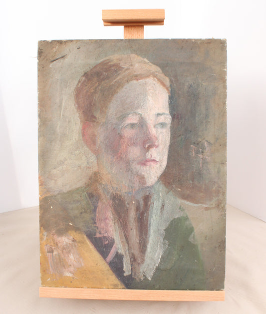 Original Oil Impressionism Portrait French Woman 12"x17"